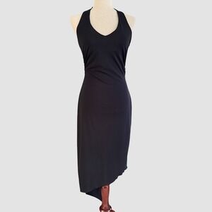 PS Per Seption Black Halter Midi Dress M 4 6 Y2K Fairy Whimsigoth Asymmetrical